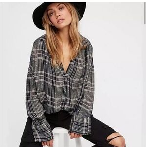 Free people oversized pullover top blouse long sleeves